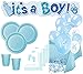 Produktbild KPW XXL 50 Teile Baby Füßchen in Pastell Blau Babyshower 8 Personen