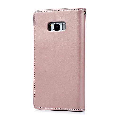 S8 Hülle Badalink Schutzhülle Leder PU+TPU Handyhülle Gemalt Blume Schmetterling Rosegold Handytasche Wallet Case Ständer Magnet-Schloss Cover Flipcase Hergestellt für Samsung Galaxy S8 - 5