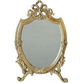 WOONEKY Miroir De Maquillage Style Rétro Couleur Doré 1 Miroir | Format De Bureau, Conception À Suspendre, Usage Quotidien, P