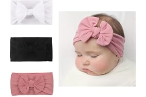 DREAM AURORA Newborn Headband,Baby Headbands Bow Knot,Soft Flexibility Nylon Hair Band with three Colors Great for Baby Photography Props Accessories