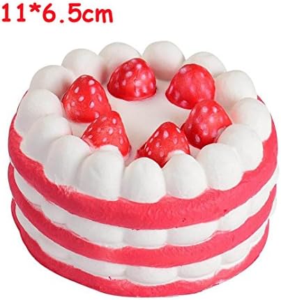 Fuhaoo Squeeze Toys,Cute Squishy Slow Rising Cream Scented Decompression Funny Cartoon Toys Kids Gifts (Strawberry Cake)