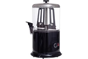 Allpax Kakaodispenser, Getränkespender mit Zapfhahn aus Kunststoff, 6 l Heißgetränkespender für Trinkschokolade, Tee, Milch, Glühwein und mehr, bis 90 °C, 1200 W, schwarz/silber