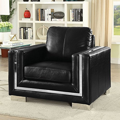 Preisvergleich Produktbild Furniture of America Perla Lederstuhl, Schwarz