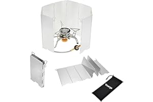 Voarge Parabrisas plegable de aluminio para exterior, cortavientos, con 8 láminas de aluminio, para cocina de camping, cocina de gas