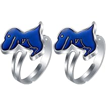 Bagues Changeantes De Couleur Dinosaure – Lot De 2, Taille Ajustable, Pour Enfants, Idéal Cadeau Fête