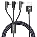 Produktbild Multi USB Ladekabel | Baseus USB Type C Kabel + Lightning Kabel + Micro USB Kabel | Nylon 90 Grad Winkel Stecker | 3 in 1 Mehrfach 3A 1.2m USB Ladekabel für iPhone X / 8 8 plus / 7 / 6s / iPad / Macbook / Galaxy S8 Plus / Lg V20 usw. (Schwarz)