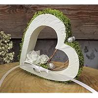 Ringkissen Ringhalter OSB Holz Herz weiß grün stehend für Eheringe Hochzeit
