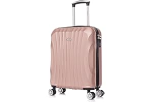 RAYKONG Maleta de Cabina ABS 55x40x20cm (44L) - Maletas de Viaje Pequeñas Ligeras 20 Pulgadas - RosaDorada