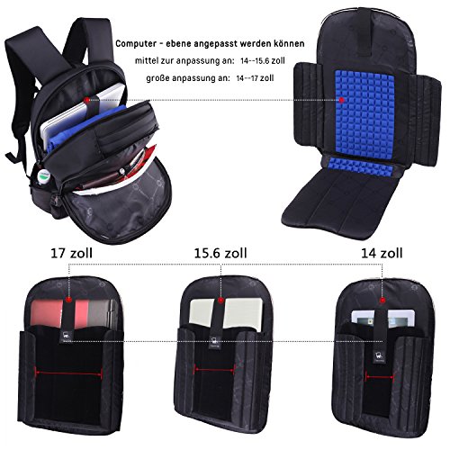 Norsens Notebook Laptop Rucksack Schwarz 15,6 Zoll Gepolstert Wasserdichter Business Rucksack Damen - 2