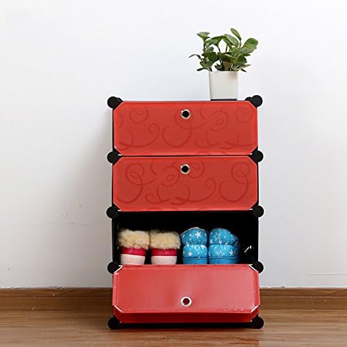 CXQSHYP® Simple 4 - layer shoe cabinet Multi - functional magic shoe rack assembly Storage rack Storage shelter Dust locker modern simple, bright colors ( Color : #1 )