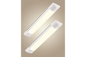 Sararoom Plafoniera da Officina, 30cm 10W LED Luminaire 1200LM Lampada da soffitto, 3000K Bianco caldo Lineare Tubo Neon LED Sottopensile Luce per Garage Ufficio Cucina Barra Magazzino,2pack
