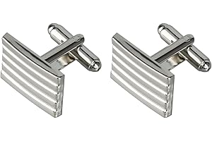 GroveEss 2 PCS Classic Men's Suit Shirt Cufflinks,Simple Striped Rectangle Personalised Cufflinks for Men's Business Wedding Party Graduation Gift