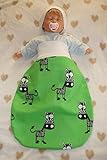 Schlafsack mit niedlichen Tiermotiven Zebra/grün