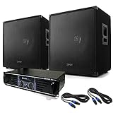 1 x Skytec 1200W Verstärker Elektronik-Star 1200 Watt DJ PA Set Lewis 1200 Bass Tornado 1x AMP-1500 PA-Verstärker + 2X PA-Subwoofer