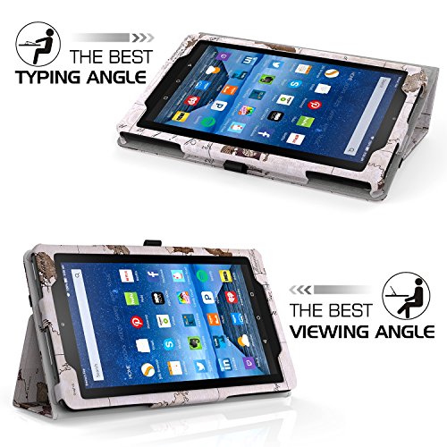 MoKo Fire 2015 7 Zoll Hülle – Kunstleder Ständer Schutzhülle Smart Cover mit Stift-Schleife und Stanfunktion für Amazon Fire Tablet (Vorherige 5th Generationeration – 2015 Modell) Tablet, Map B112 - 4