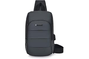 FANDARE Borsa per il petto da uomo e donna, a tracolla, con tracolla, con USB, borsa da cintura, per viaggi d'affari, escursionismo, ciclismo, jogging, durevole, poliestere