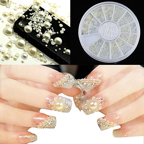 3 Sizes 3d Pearl Nail Art White Rhinestone Decoration Wheel Manicure Tool