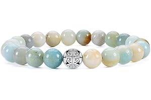 MetJakt Naturelles 8mm Pierres Bracelet précieuses deavec Cristal Bangle en perles avec pendentif en Argent Sterling 925 Pendentif Double Bonheur