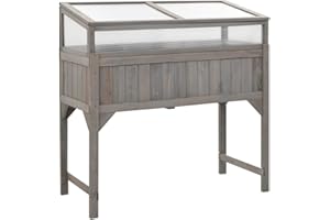 ‎VIDAXL vidaXL Tannenholz Massiv Hochbeet mit Gewächshaus Pflanzkasten Frühbeet Beetaufsatz Kräuterbeet Blumenkasten Pflanzkübel 110x54x120cm