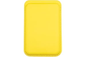 AMAZTECH Cartera Magnética de Cuero Compatible con MagSafe para iPhone 15, iPhone 14, iPhone 13 iPhone 12 Pro Pro MAX Plus Mini, Billetera Tarjetero Almacenamiento 3 Tarjetas (Amarillo)