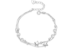 SENLINLU Armbänder für Frauen Armband Silber 925 Damen Stern Perle Armbänder Freundschaftsarmband Verstellbare
