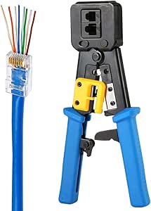Solsop Rj45 Crimping Tool Outlet Cat5 Cat5e Cat6 Crimping Tool For Rj45 Rj12 Regular And Endpass Through Connections Amazon De Diy Tools