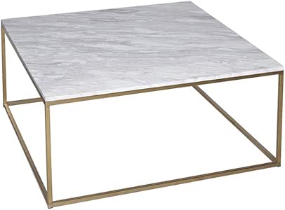 Gillmore Space Weißem Marmor und Gold Metall modern Square Couchtisch