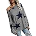 Produktbild TianWlio Langarm Bluse Damen Frauen Mädchen trägerlos Stern Sweatshirt Lange Ärmel Ernte Jumper Pullover Tops