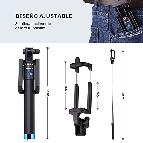 Mpow iSnap Pro X - Palo Selfie Bluetooth Monopod Extensible Remoto Port til Antideslizante Universal para Selfie con Obturador Integrado y Correa Color Azul Para IPhone7 IPhone7 Plus reviews Mpow iSnap Pro X - Palo Selfie Bluetooth Monopod Extensible Remoto Port til Antideslizante Universal para Selfie con Obturador Integrado y Correa Color Azul Para IPhone7 IPhone7 Plus