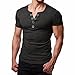 Produktbild VENMO Mode Herren Knopf Bluse Kurzarm Fit Pullover Shirt Solid Top Übergang Langarmshirts Slim Fit Hoodie Sweatshirt T-Shirt Top Sweatshirt Sweater Kurzarm-shirt Basic Crew Neck Vintage (Sexy Deep Gray, L)