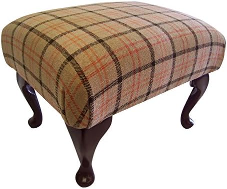 Beautiful Lana BeigeTartan Footstool on Queen Anne Legs
