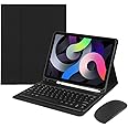 for iPad 9th Gen(2021)/7th 8th Generation 10.2 inch Keyboard Case & Mouse, Slim Removable Wireless Bluetooth Keyboard with Pencil Holder for iPad 10.2" (Black)