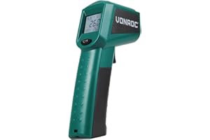 VONROC Termometro digitale a infrarossi con laser. Campo di misurazione da -40 °C a 530 °C, 2 batterie incluse