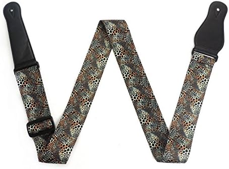 Lemmikki Leopard Print Adjustable Soft Polyester Colorful Guitar Strap (Brown)