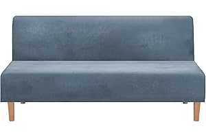 Mingfuxin Pokrowce na łóżko na sofę, rozciągliwy aksamit futon pokrowiec na kanapę gruby miękki przytulny sofa łóżko narzuta ochraniacz na meble bez rękawów składana sofa łóżko (gruby aksamit | szary niebieski)