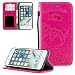Produktbild iPhone 8 Hülle,iPhone 7 Hülle,ZCXG Weich Slim Madam Frauen Brieftasche Hülle Leder Magnet Ständer Katze Niedlich Kartenhalter Geldbeutel Kreditkartenhüllen Handyhülle iPhone 8/iPhone 7 Rose Rot