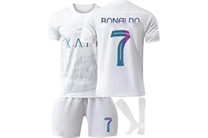 FTRGHNY Maillot de Foot Enfant et Adultes 2024 Al Nassr FC Maillot Foot Nouveaux Maillots #7 Home/Away Soccer Jersey, Ensemble Football Homme Garçon Vêtement Sport Tshirt Shorts Chaussette Genouillère Set