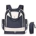 Produktbild Baby Wickeltasche Rucksäcke-2017 Multifunktions Maschine Waschbar Wasserdichte BPA-Freie Windel-Beutel Für Neugeborene Eltern, Frauen, Männer, Großmutter und Großvater, Einschließlich Spaziergänger-Bügel, Isolierte Hülse, ändernde Matte, Große Kapazität Alle in Einem Stilvollen Reise-Designer und Insert Organizer (Navy Blue)