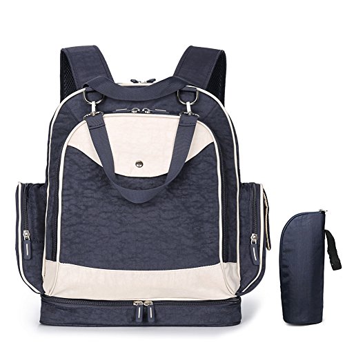 Preisvergleich Produktbild Baby Wickeltasche Rucksäcke-2017 Multifunktions Maschine Waschbar Wasserdichte BPA-Freie Windel-Beutel Für Neugeborene Eltern, Frauen, Männer, Großmutter und Großvater, Einschließlich Spaziergänger-Bügel, Isolierte Hülse, ändernde Matte, Große Kapazität Alle in Einem Stilvollen Reise-Designer und Insert Organizer (Navy Blue)