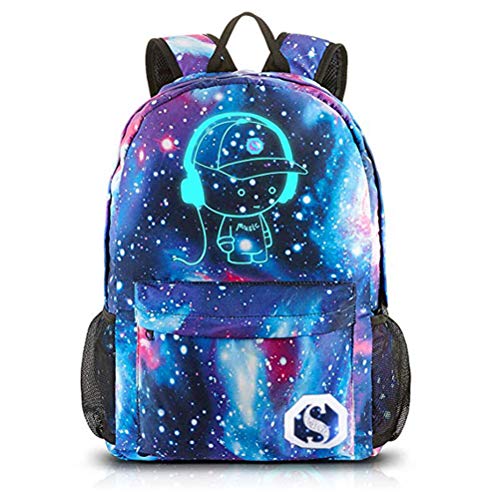 FEWOFJ Mochila Escolar Galaxia para Niño Niña, Mochilas Portatil 14 Pulgadas para Juveniles Adolescentes - Azul