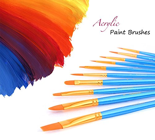 Xpassion 10Pcs Pinsel Starterset für Malen Acryl Kinder - 2