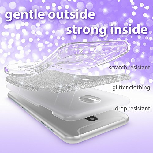 Samsung Galaxy J7 2017 (EU-Model) Custodia in Silicone di NALIA, Glitter Case Protezione Sottile per Cellulare, Slim Cover Protettiva Scintillio Bumper per Telefono Samsung J7 2017, Colore:Turchese