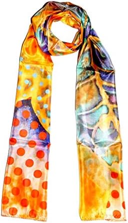 Botanical Leaf Plant Silk Scarf in Red Polka Dot Background - In a Gift Box (Red Polka Dot)