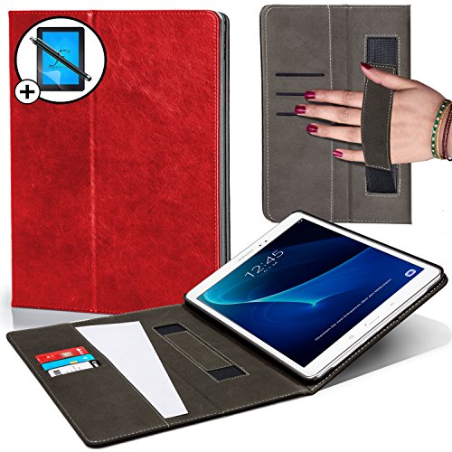 Forefront Cases® Samsung Galaxy Tab A 10.1 SM-T580 Leder Hülle Schutzhülle Tasche Smart Case Cover Stand - Rundum-Geräteschutz und intelligente Auto Schlaf / Wach Funktion inkl. Eingabestift und Displayschutz