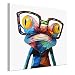Produktbild UNIQUEBELLA 50*50 LEINWAND BILDER! FERTIG AUFGESPANNT Leinwandbilder Abstrakte Modern Cartoon Frosch Tier Ölbild auf Leinwand Wandbild