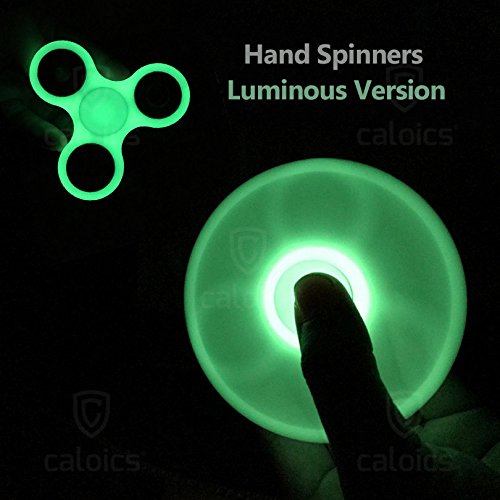 Luminous Fidget Hand Spinner,Caloics Night Bright Tri Hand Spinner Rotate up to 3 minutes for Beginner and ADD, ADHD, Anxiety, and Autism Adult, Children