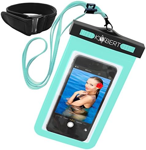 Kobert Waterproof Cell Phone Case (Pro Green), Dry Bag Pouch for iPhone 8, 8 Plus, X, 6s, 6s Plus Samsung Galaxy s7, s7 Edge, s6, Any Phone up to 6 Inches - Green Strap and Armband