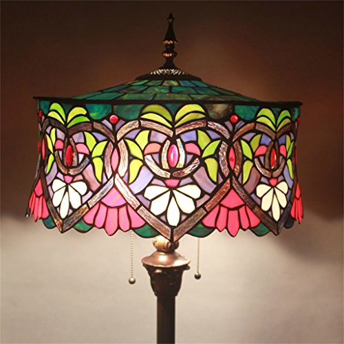 18-Inch Tiffany Rose European Retro Living Room Bedroom Villa Bar Study Classical Personality Colored Glass Decorative Floor Lamp