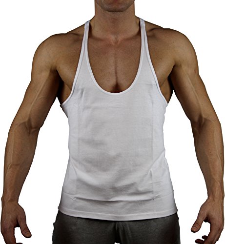 99GYM Version2 MOSTMUSCULAR CUT Bodybuilding Stringer muscle Muskel Shirt, White, XX-Large