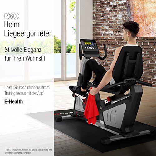 Sportstech ES600 Profi Ergometer mit Smartphone APP Steuerung & integriertem Stromgenerator + 14KG Schwungmasse & 16 Stufen elektr. Magentbremssystem + Pulsgurt, HRC, otimalem ergonomischen Sitzkomfort - 5